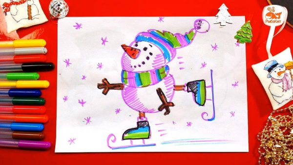 Новогодние рисунки фломастерами для детей
