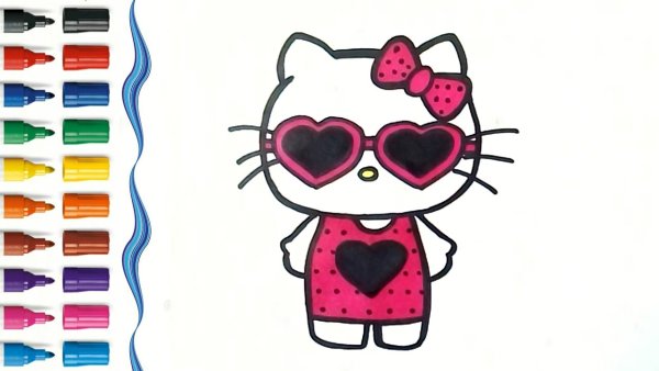 Хелло Китти рисовать легко фломастером мини
