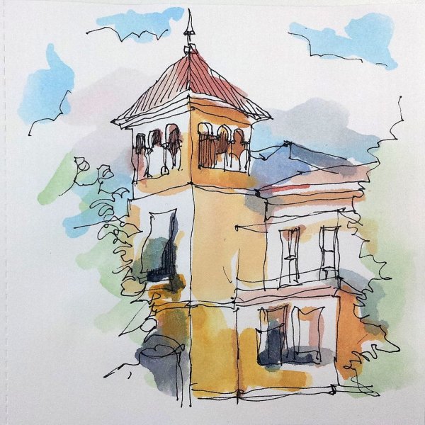 Архитектурный скетчинг акварелью для начинающих