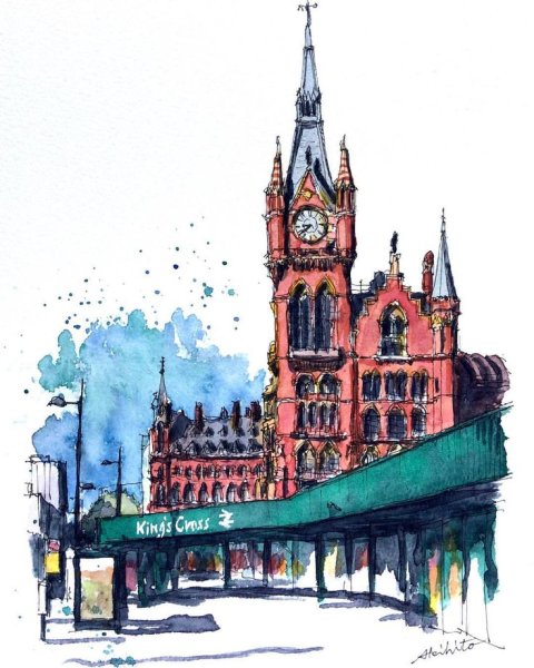 Скетчинг Лондон акварель