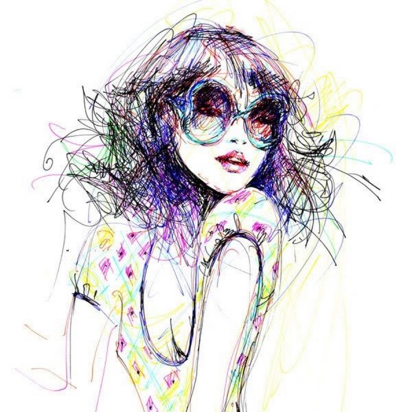 Рисованная девушка в очках