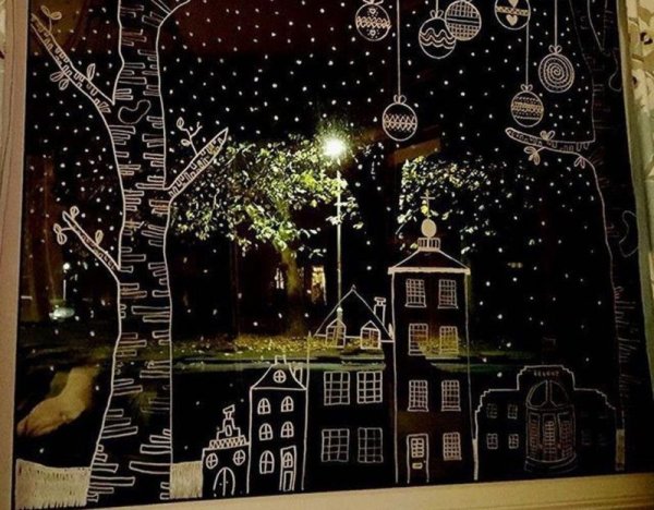 Роспись окон на новый год