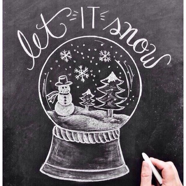 Новый год мелом на доске