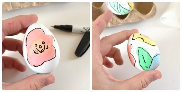 Рисунки на пасхальных яйцах фломастерами