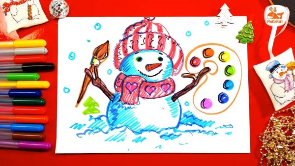 Рисование фломастерами для детей Новогодняя