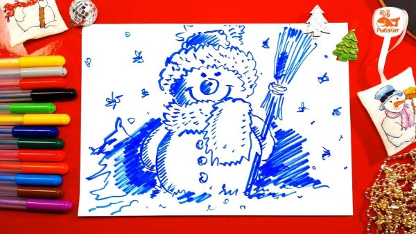 Рисование фломастерами для детей Новогодняя
