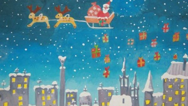 Новогодний город рисование