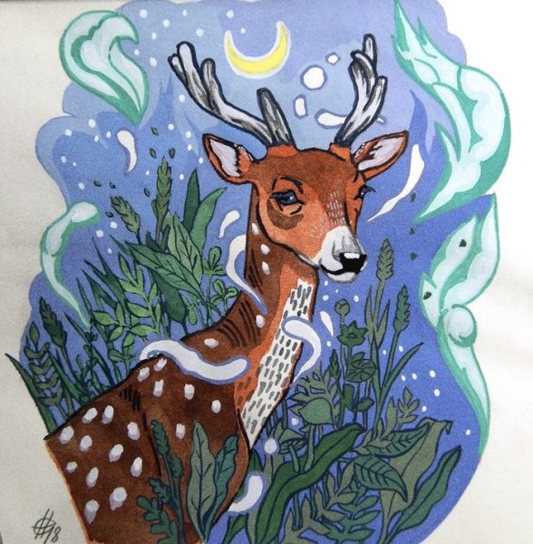 Олень фломастерами