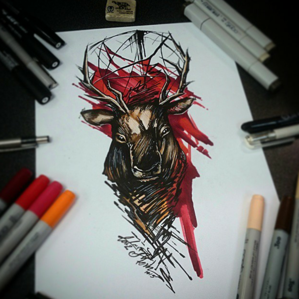 Олень скетчбук