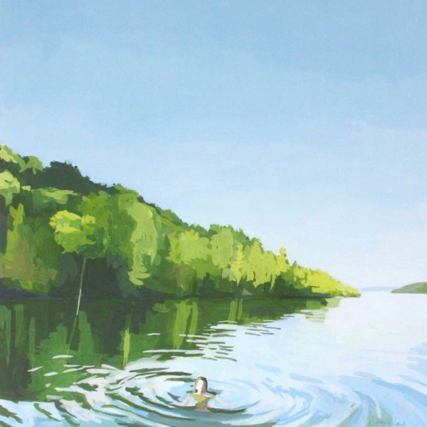 Нарисовать озеро красками