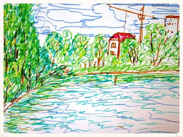 Рисунок летний день фломастерами