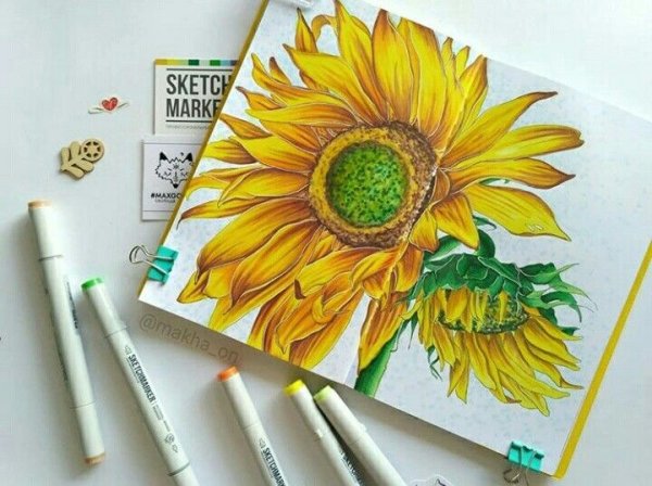 Рисунки на холсте маркерами