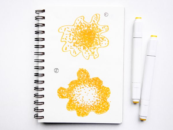 Рисунки желтым фломастером