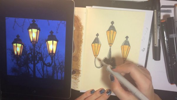 Уличный фонарь маркерами