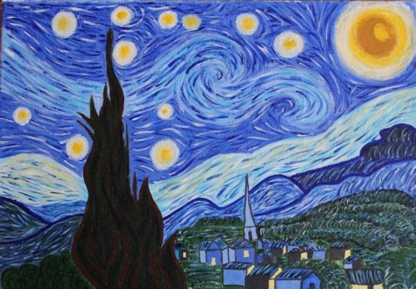 Звездная ночь Ван Гог рисунок