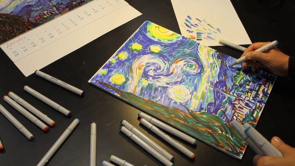 Картины спиртовыми фломастерами