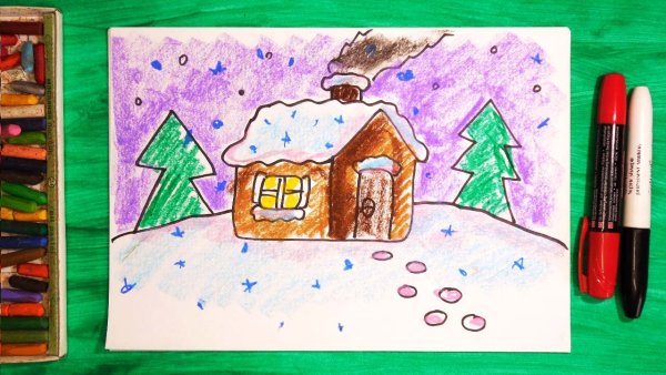 Рисование для детей красками домик