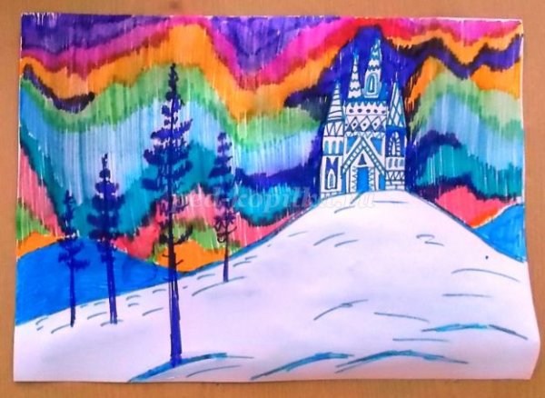 Северное сияние замок снежной королевы