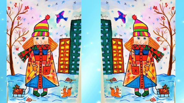 Рисуем фломастерами. Зима