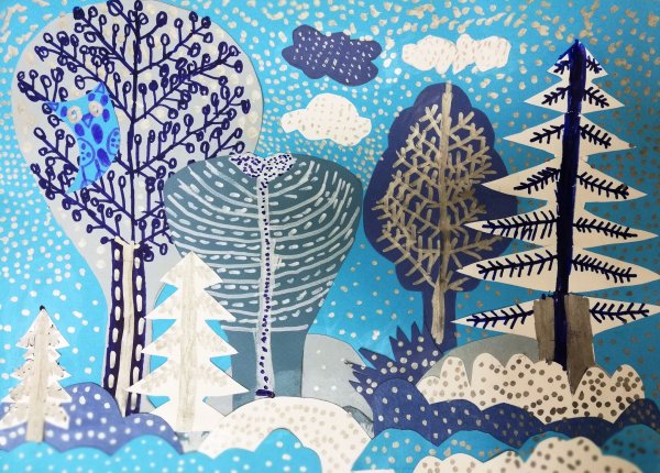 Стилизованные зимние деревья