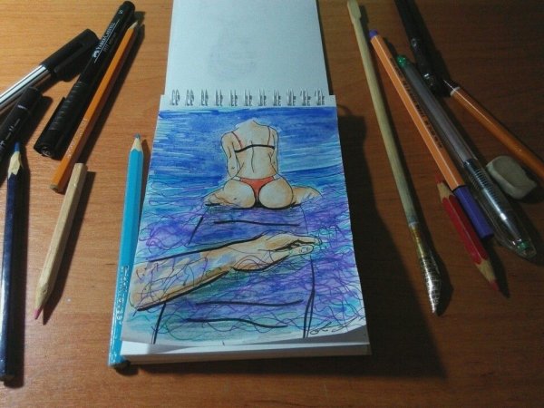 Закат маркерами