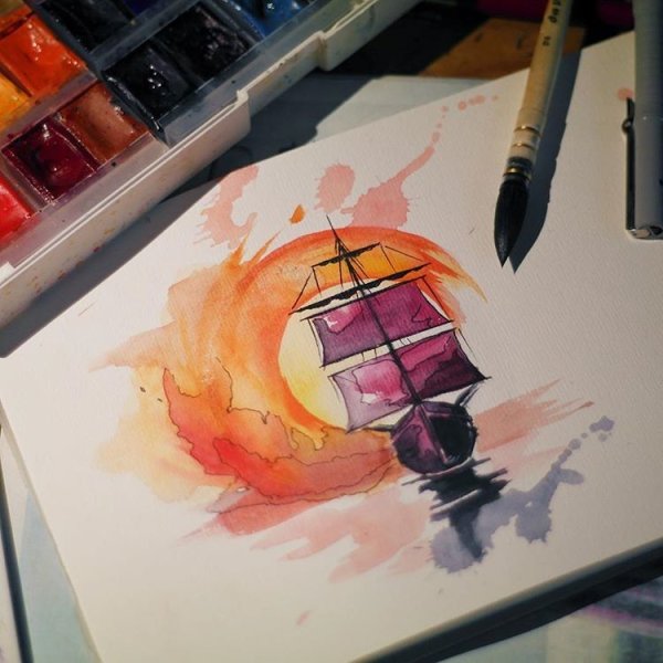 Яблоко скетч маркерами