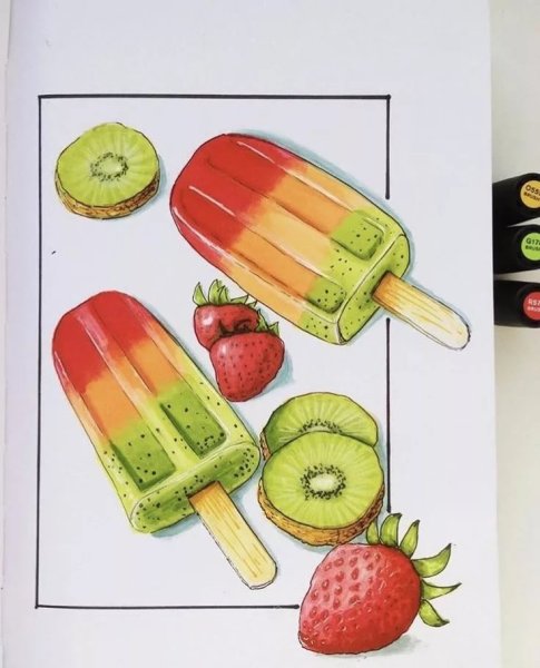 Рисунки спиртовыми маркерами