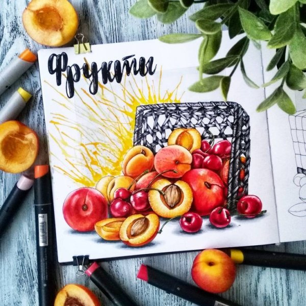 Фрукты маркерами