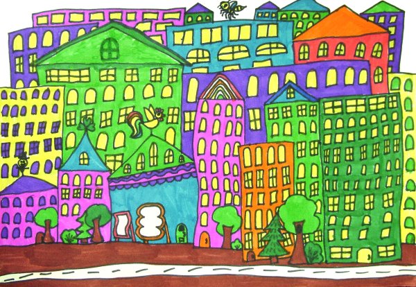 Город фломастерами