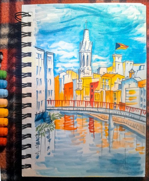 Пейзаж профессиональными фломастерами