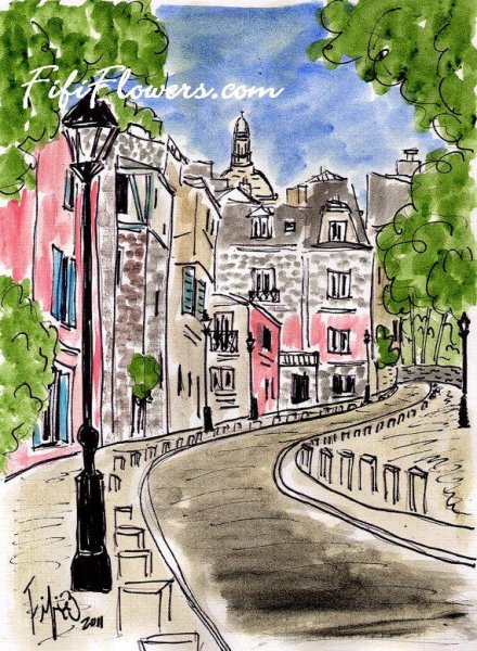 Улица Парижа скетчинг