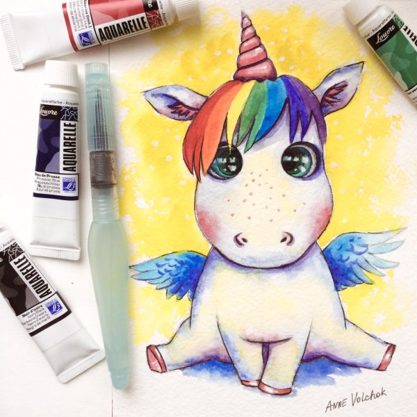 Единорог скетч маркерами