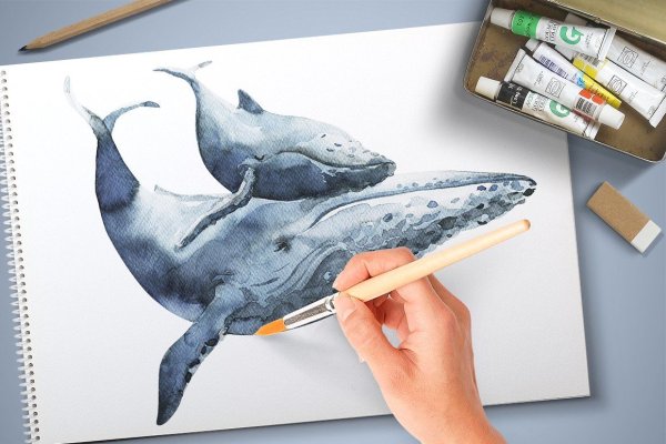 Кит фломастерами