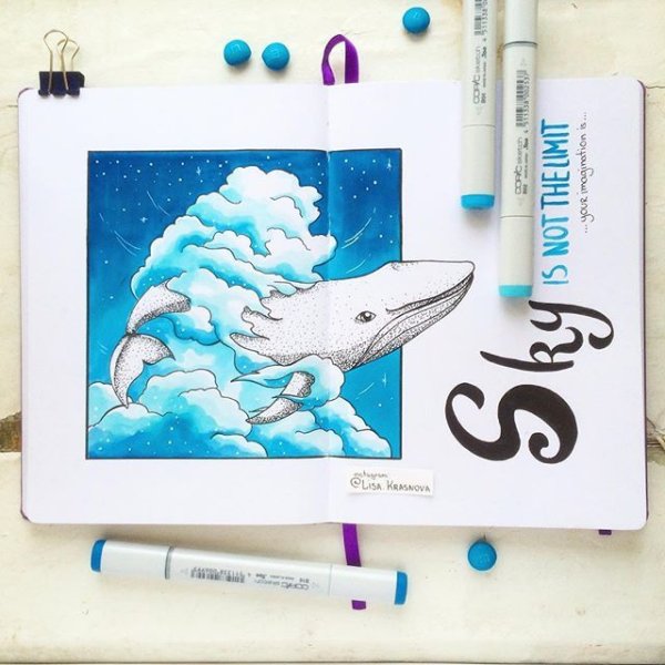 Кит скетч маркерами