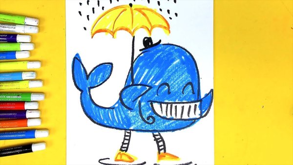 Рыба кит рисование для детей