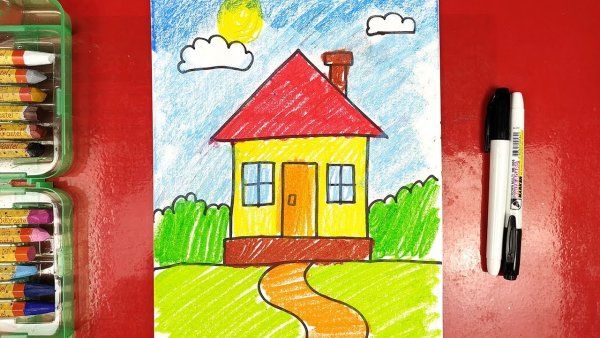 Домик карандашом