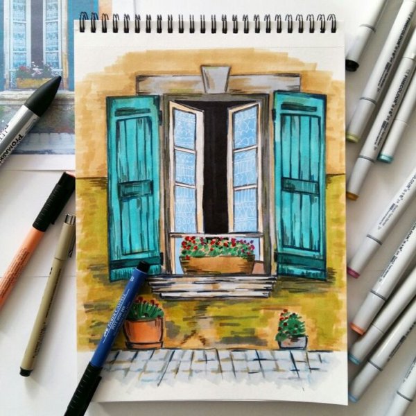 Домик маркерами