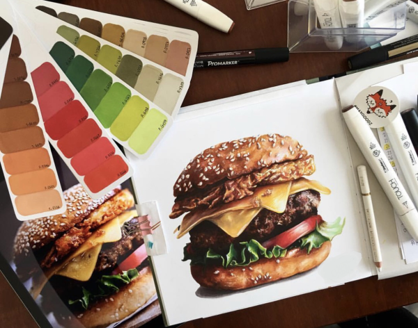 Рисунки маркерами бургер легко