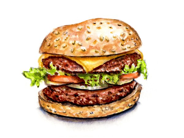Бургер акварелью