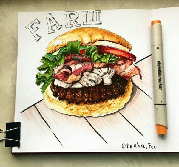 Еда маркерами