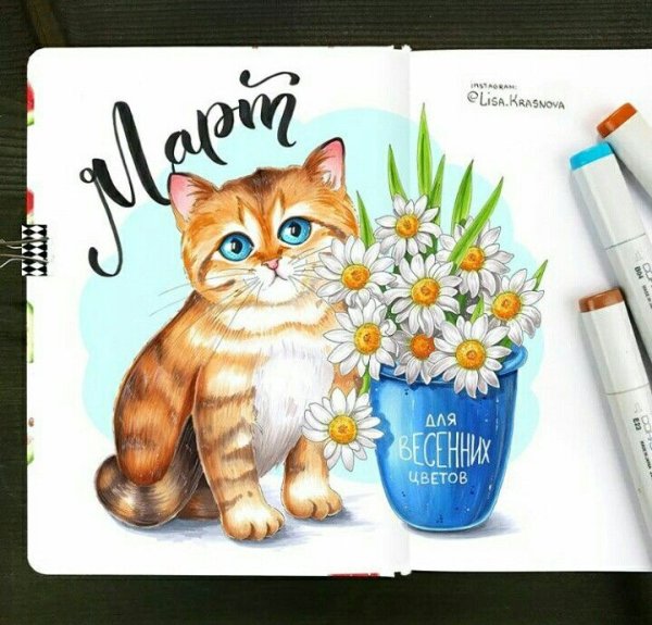 Котенок маркерами