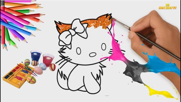 Рисунок котенка фломастерами