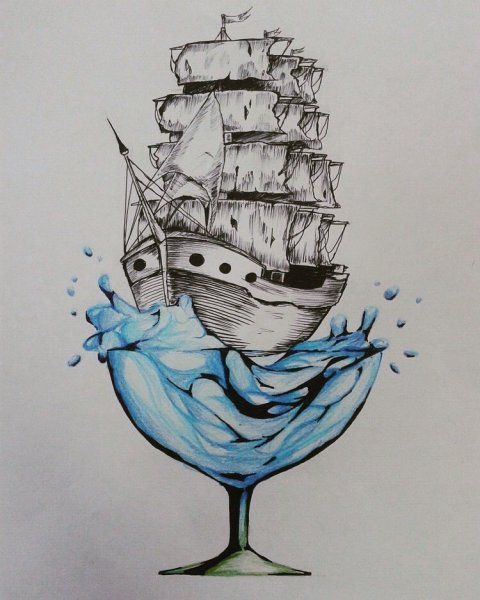 Корабль карандашом