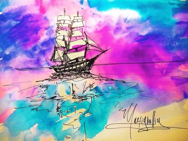 Акварель и лайнер