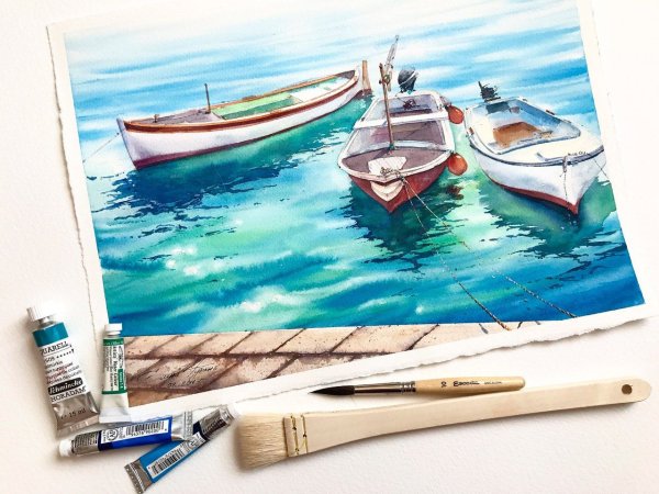 Морской пейзаж маркерами