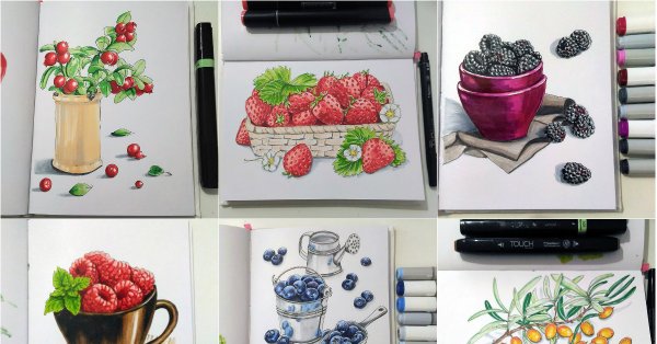 Ягоды фломастерами