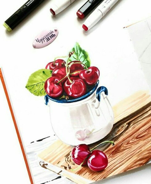 Малина скетч маркерами