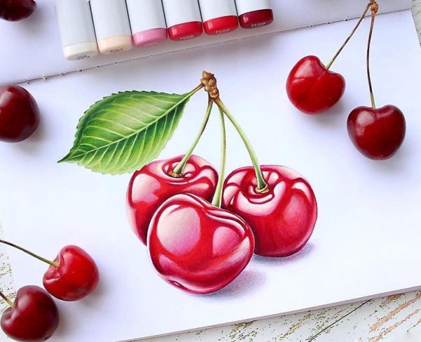 Скетчи акварелью фрукты