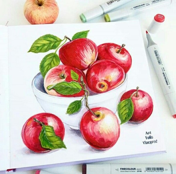 Ягоды маркерами для скетчинга