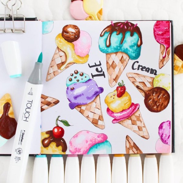 Мороженое маркерами для скетчинга